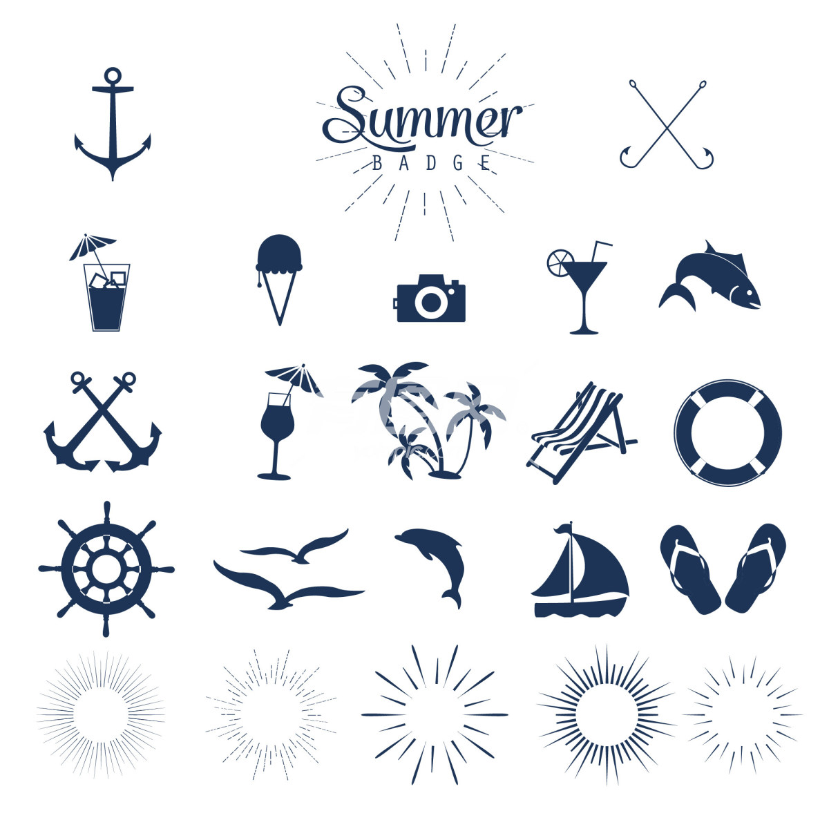 夏季相关图标和符号