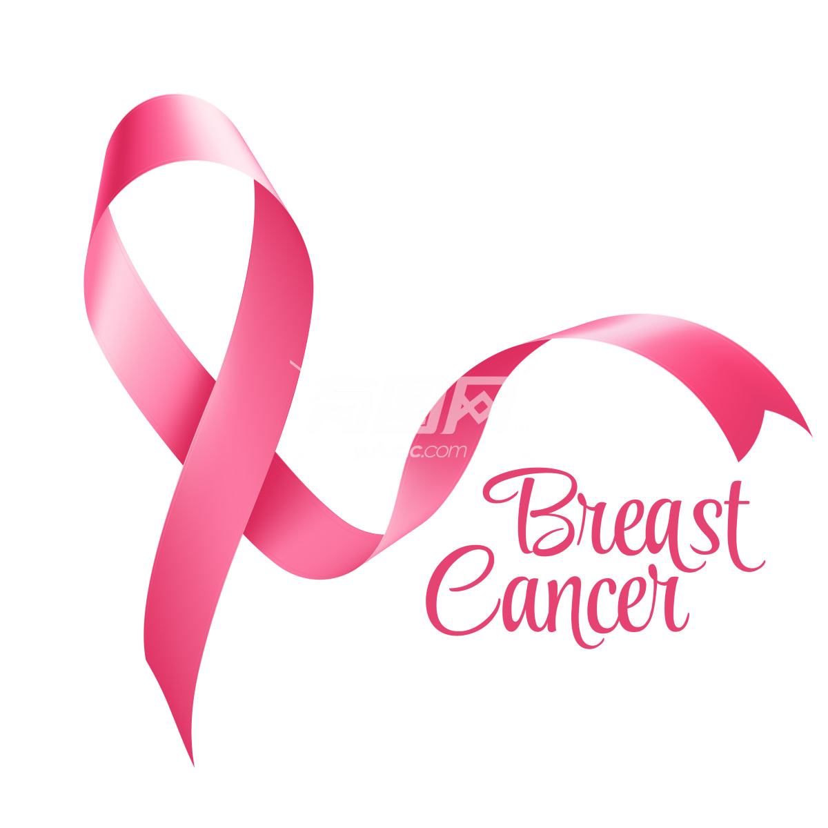 矢量逼真的粉红丝带 乳腺癌象征标志