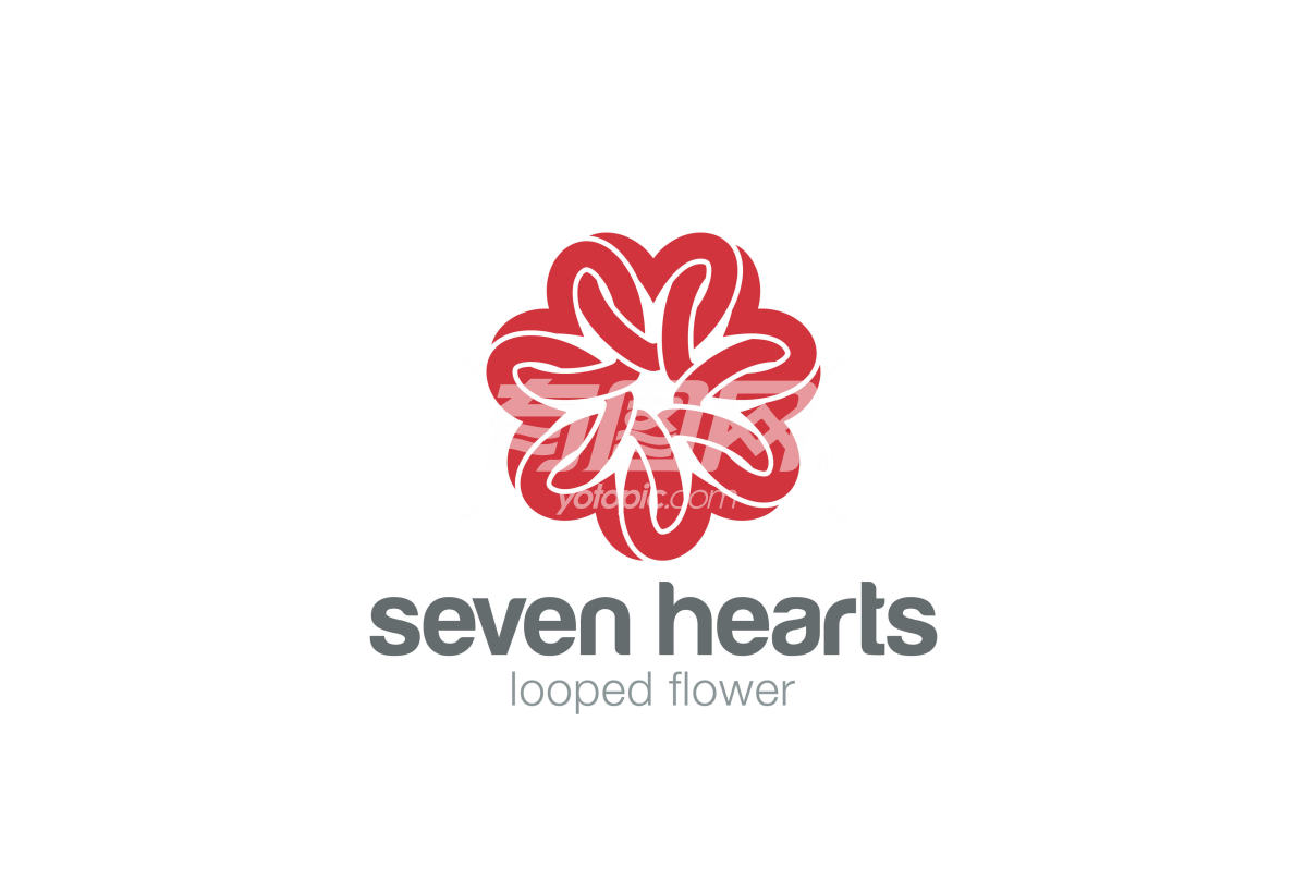 心形花卉标志图标