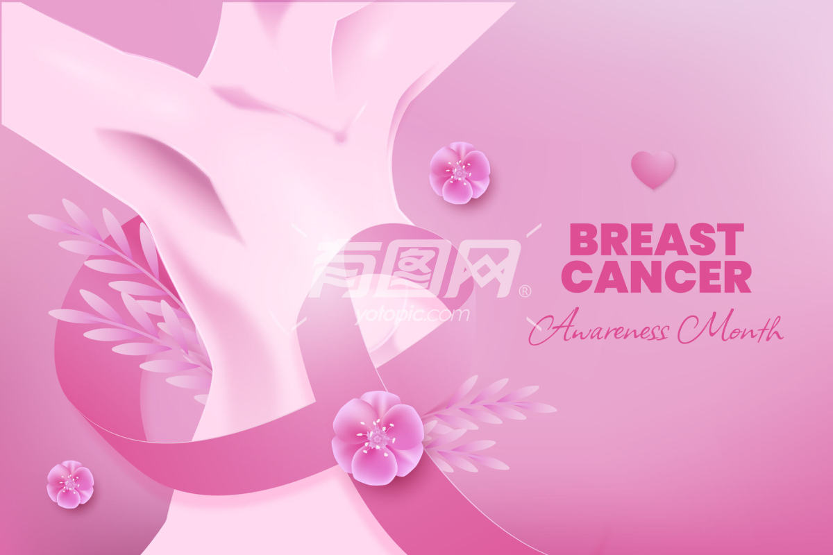 矢量粉色乳腺癌宣传月