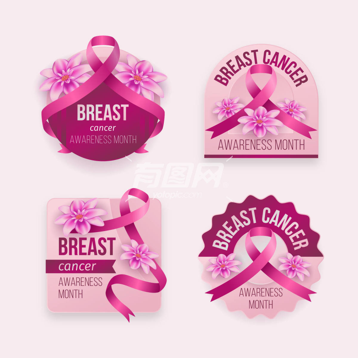 矢量乳腺癌宣传月粉色背景