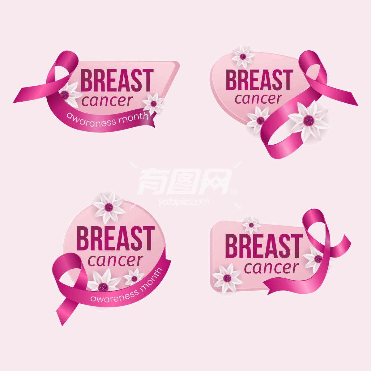 关爱女性乳腺癌粉色十月背景
