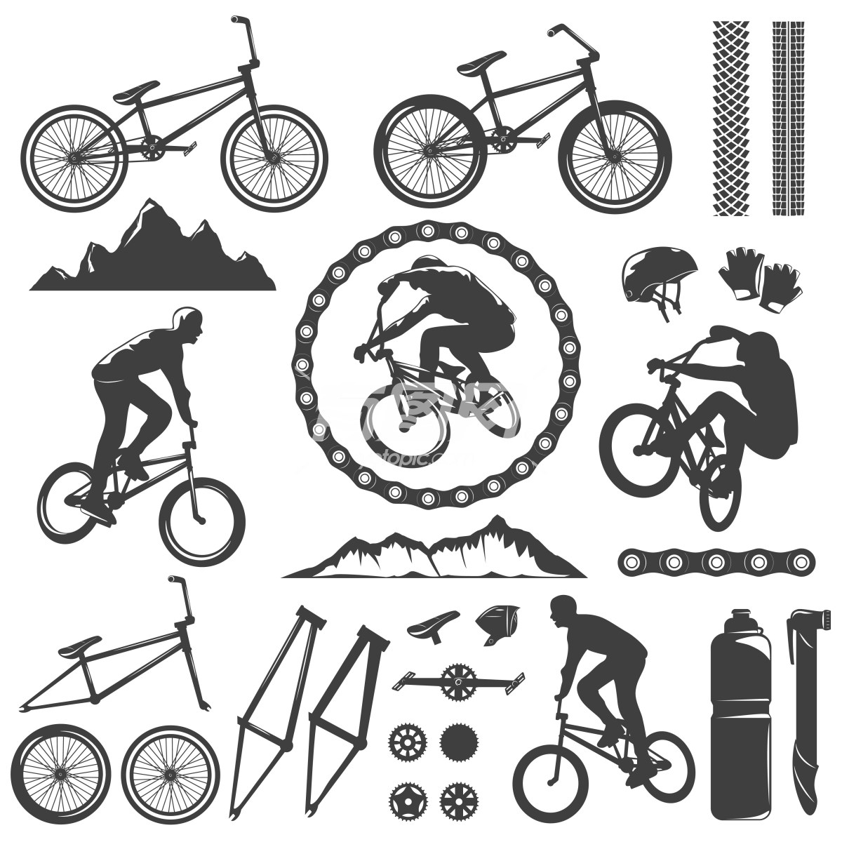 自行车主题黑白图片