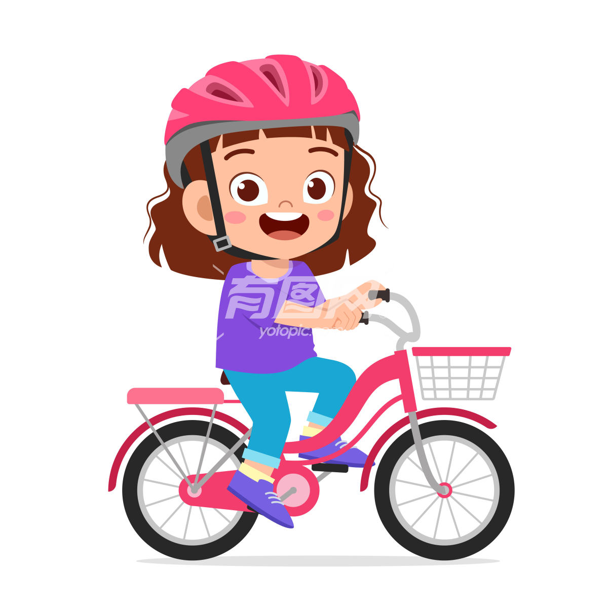 快乐可爱的小女孩骑自行车