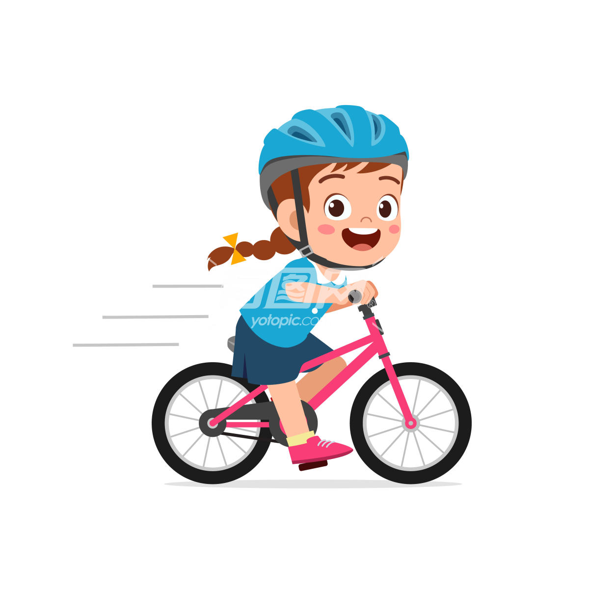 快乐可爱的小女孩骑自行车