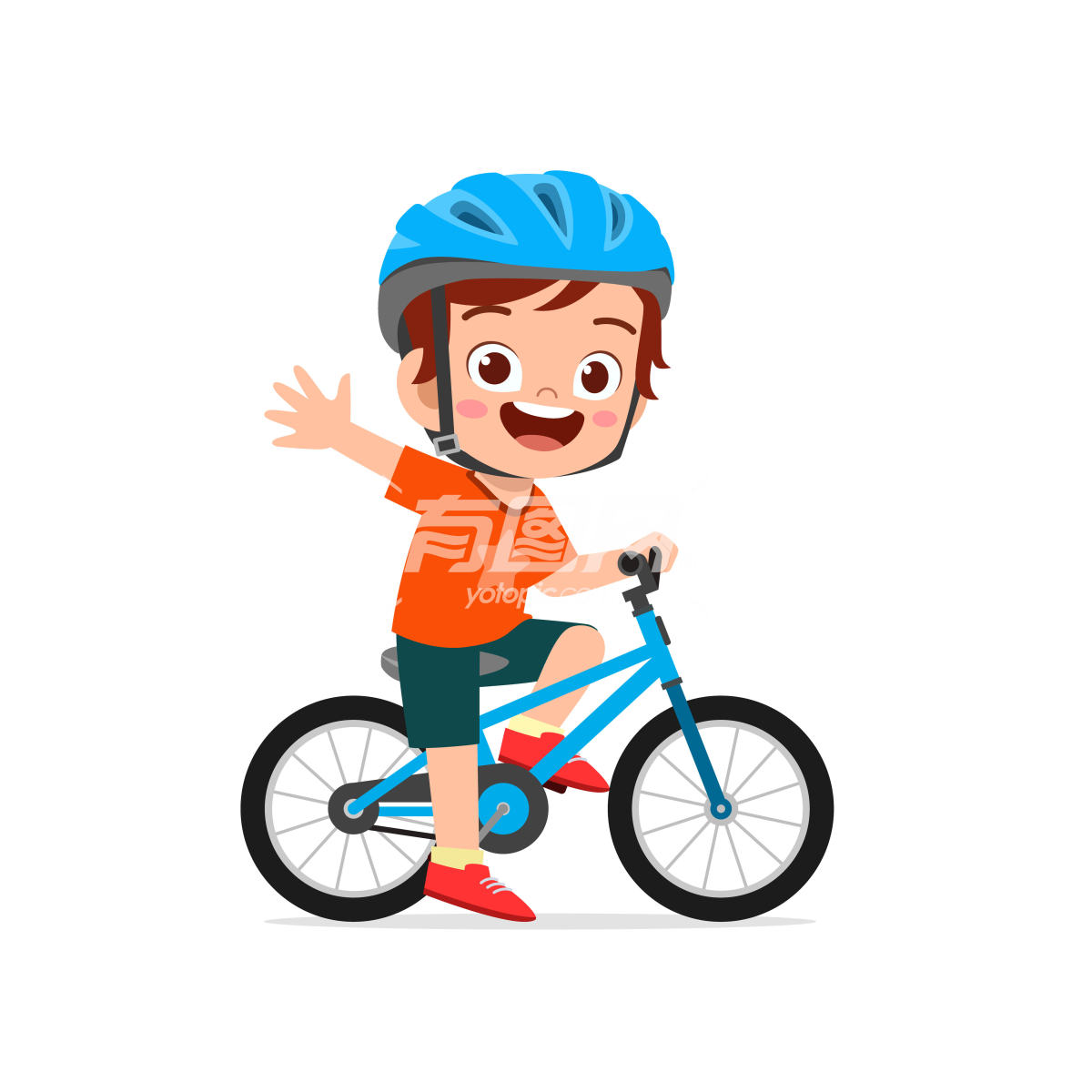 快乐可爱的小男孩骑自行车