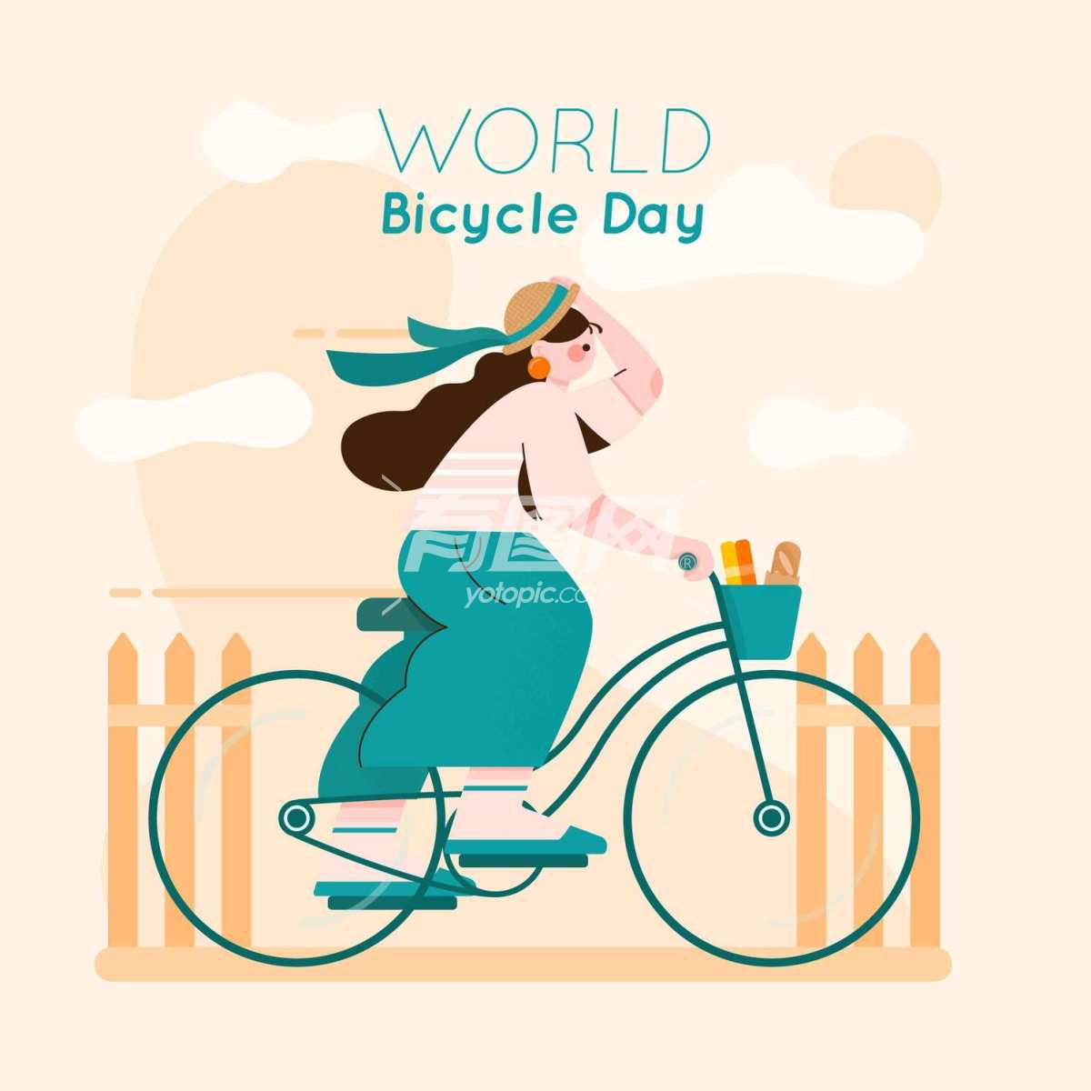 世界自行车插画