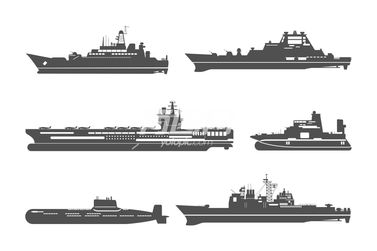 海军舰艇矢量轮廓图