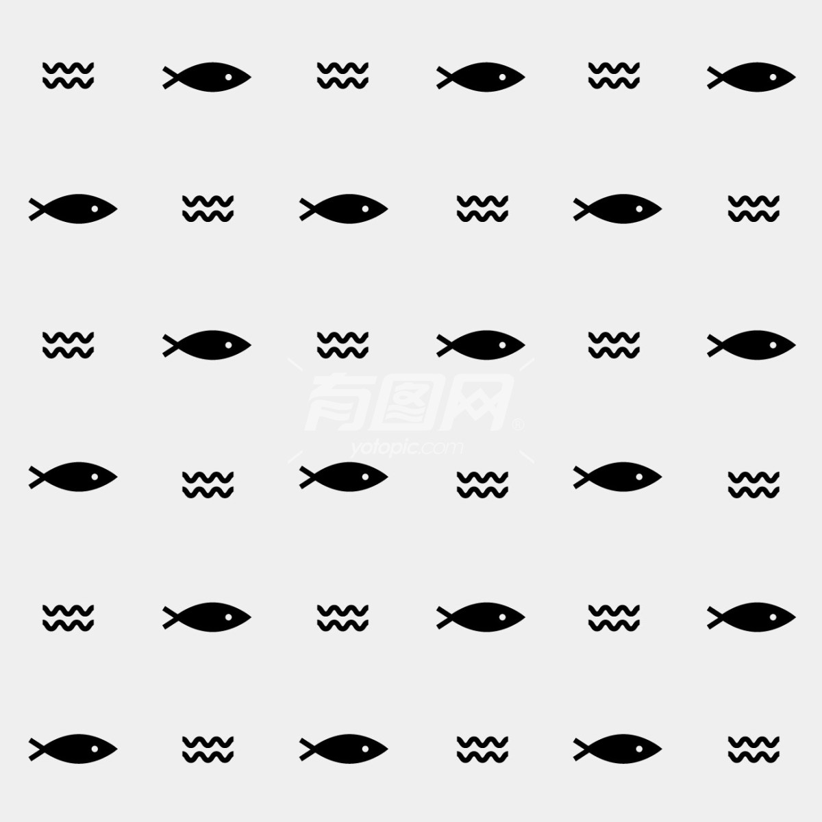 黑白鱼波浪图案
