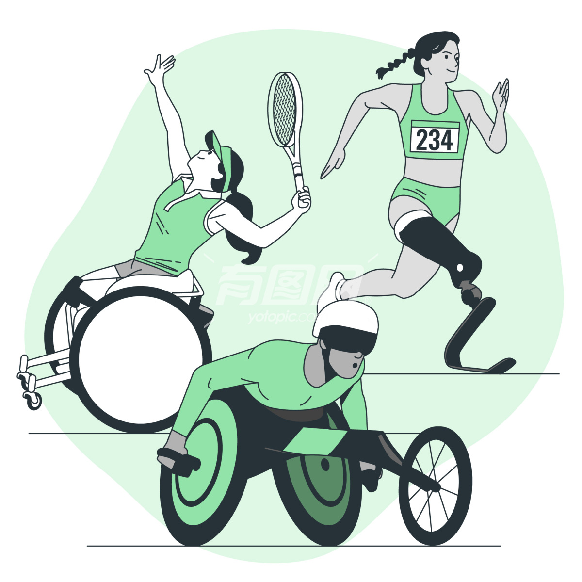 残疾人运动插画