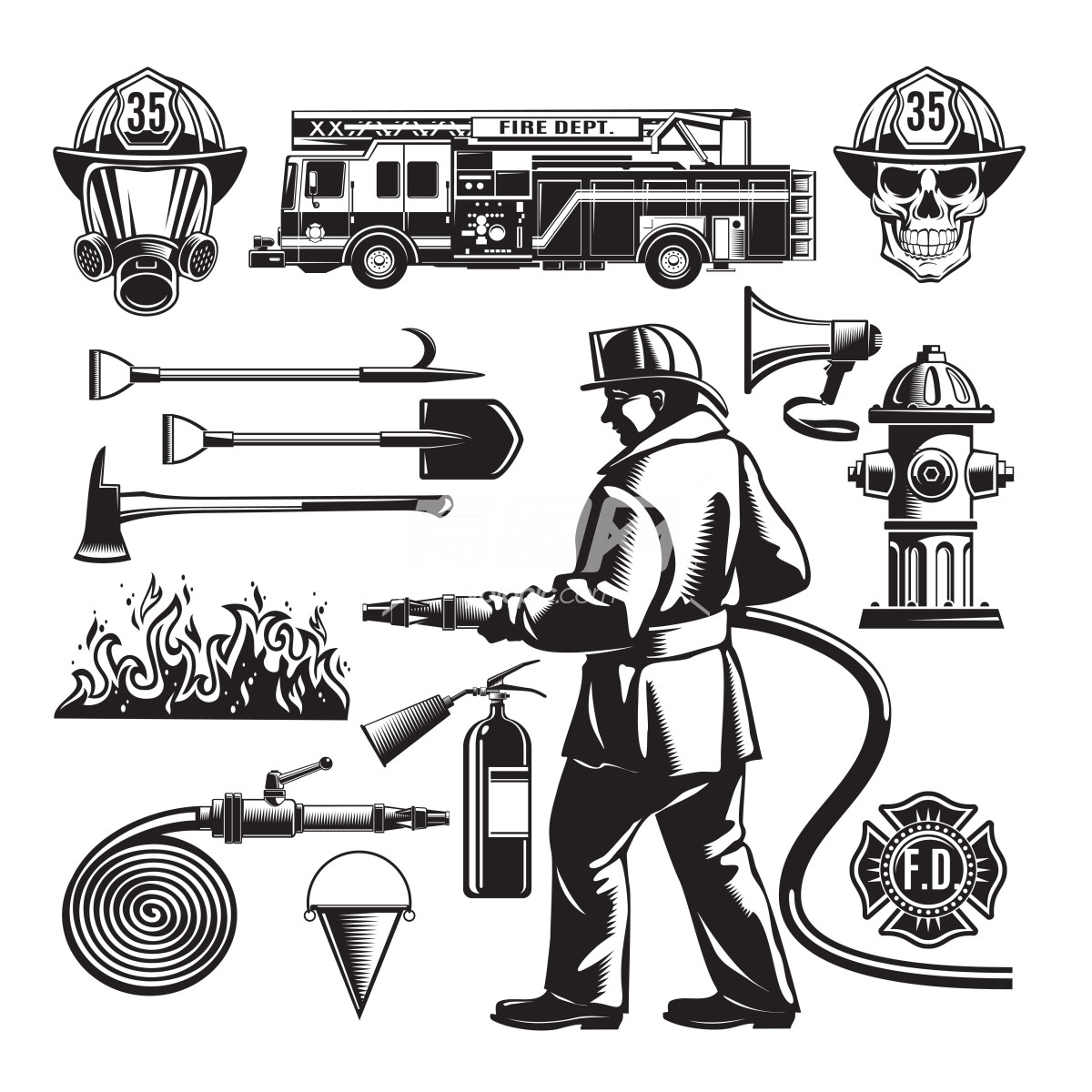 消防主题插画