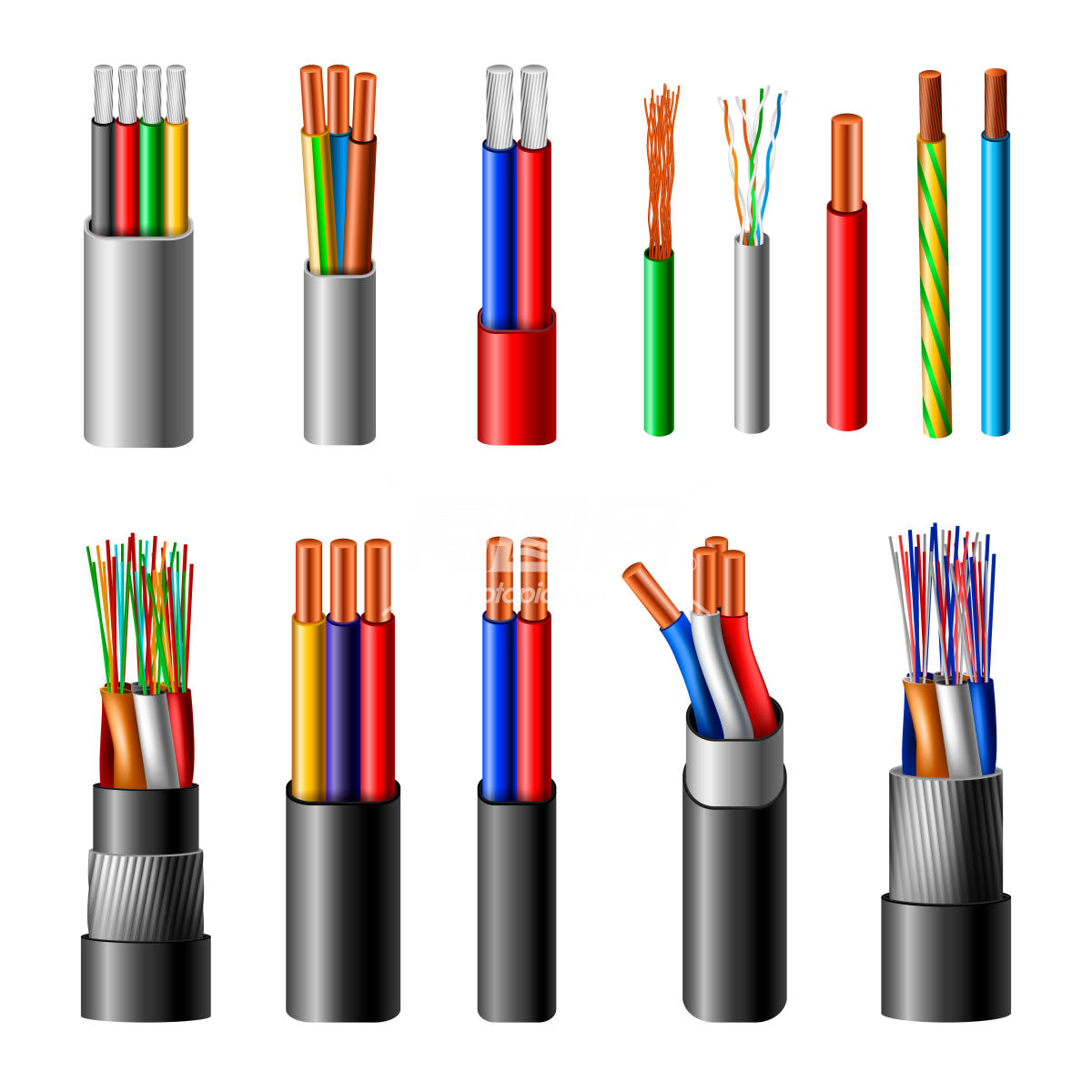 不同类型的电缆