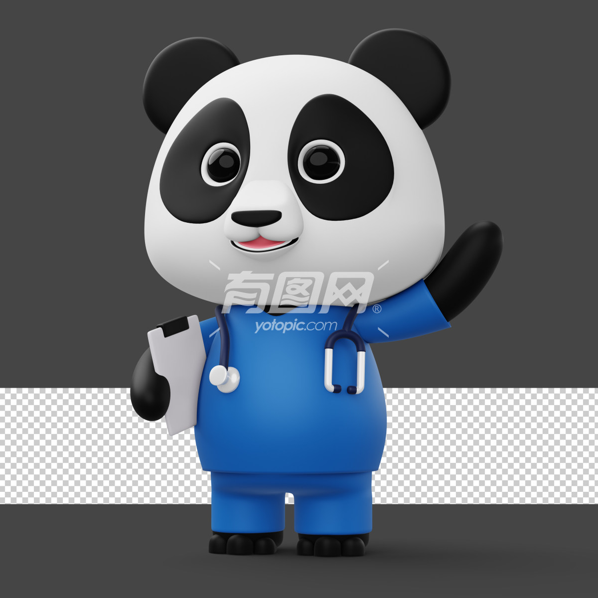 3D渲染熊猫插图