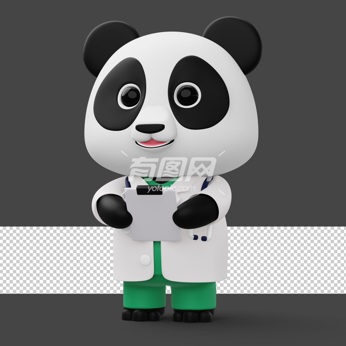 3D渲染熊猫插图