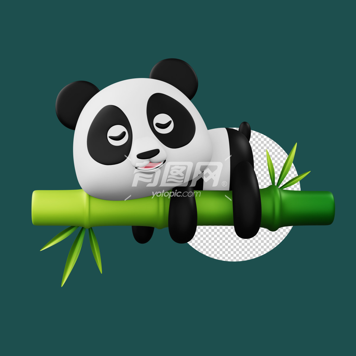 3D渲染卡通熊猫形象
