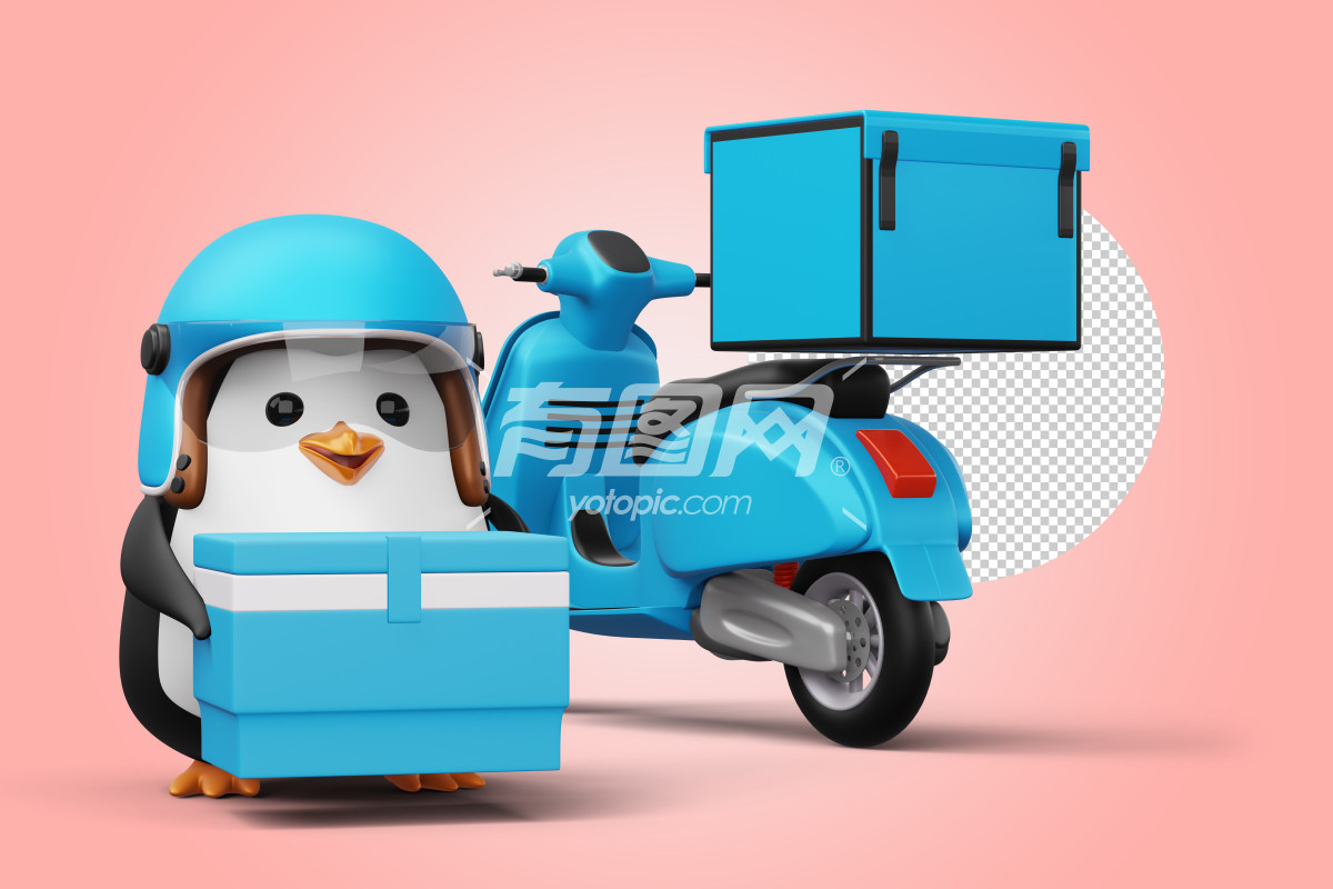 3D渲染可爱企鹅形象