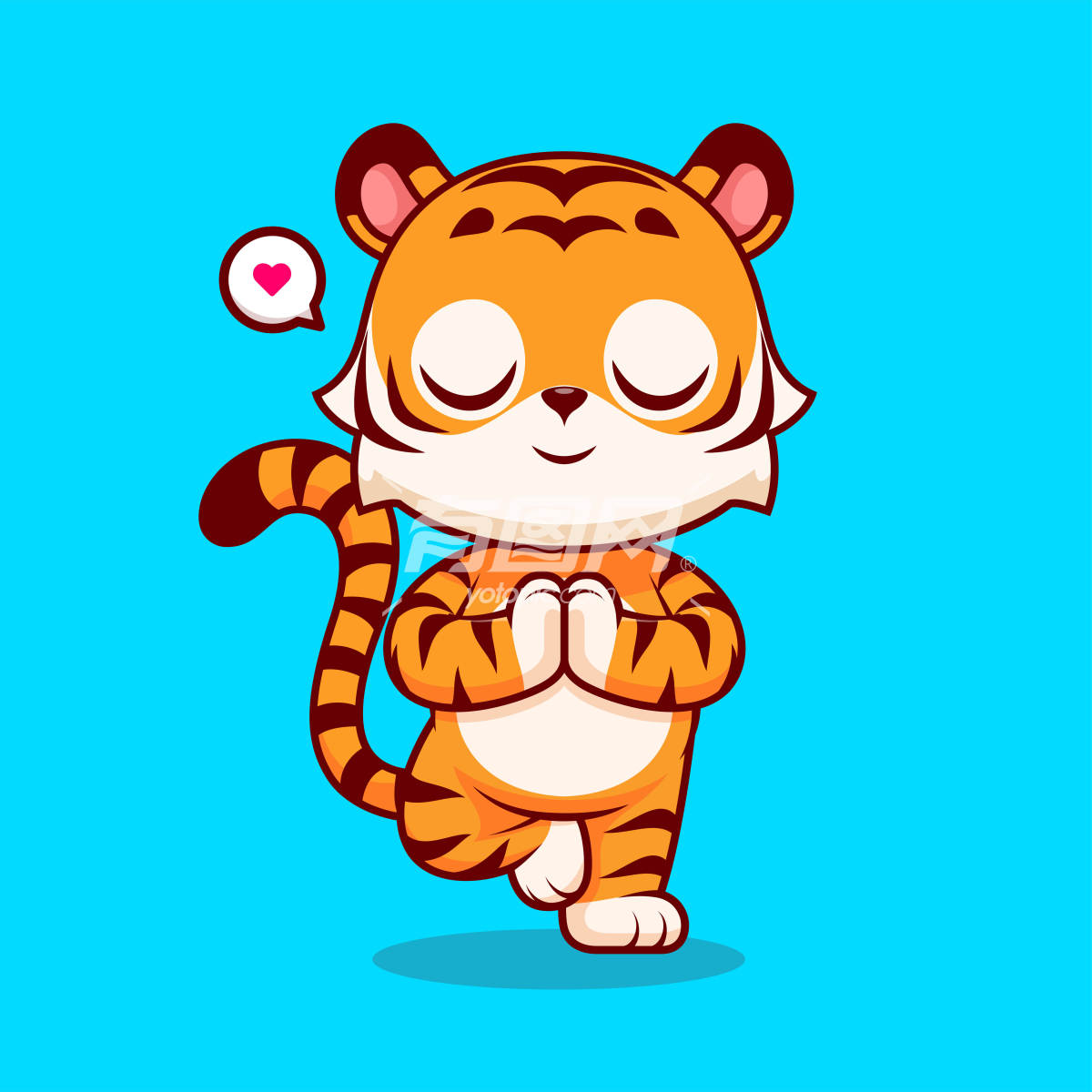 冥想的可爱老虎