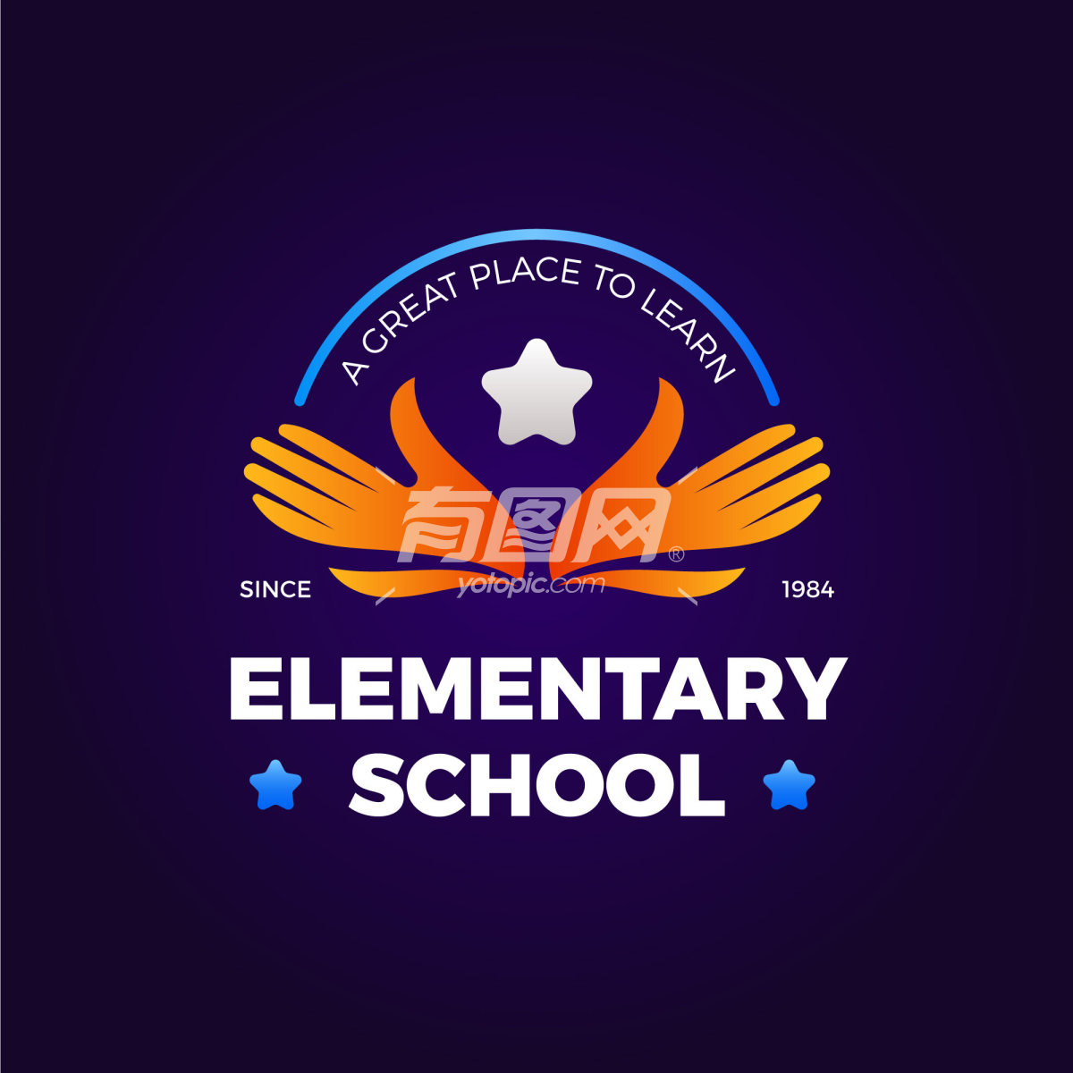 背景深蓝色学校logo
