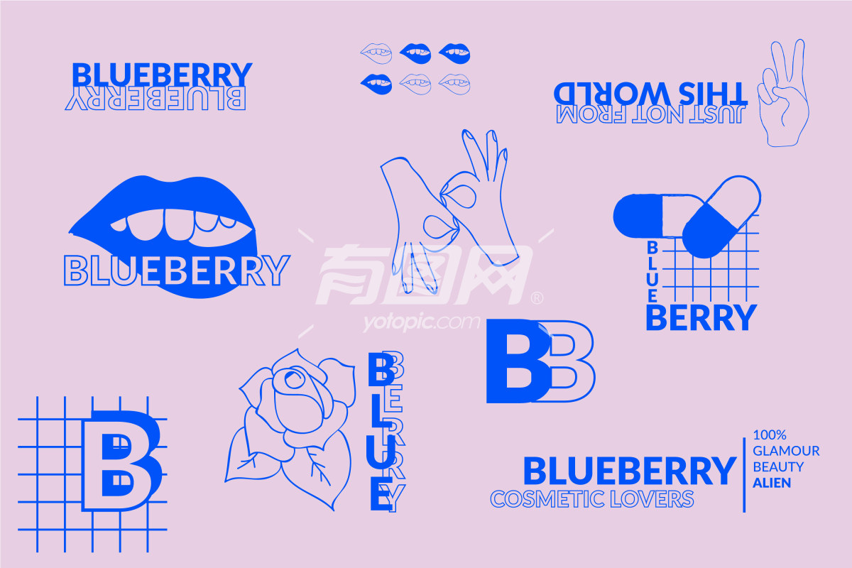 Blueberry相关的图形设计元素