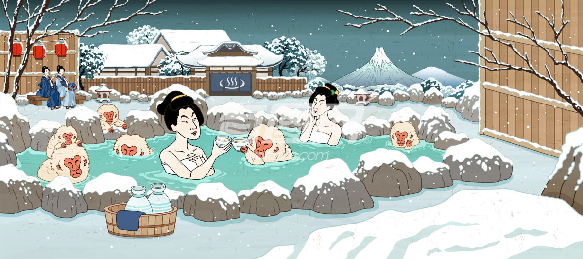 日本妇女在泡温泉
