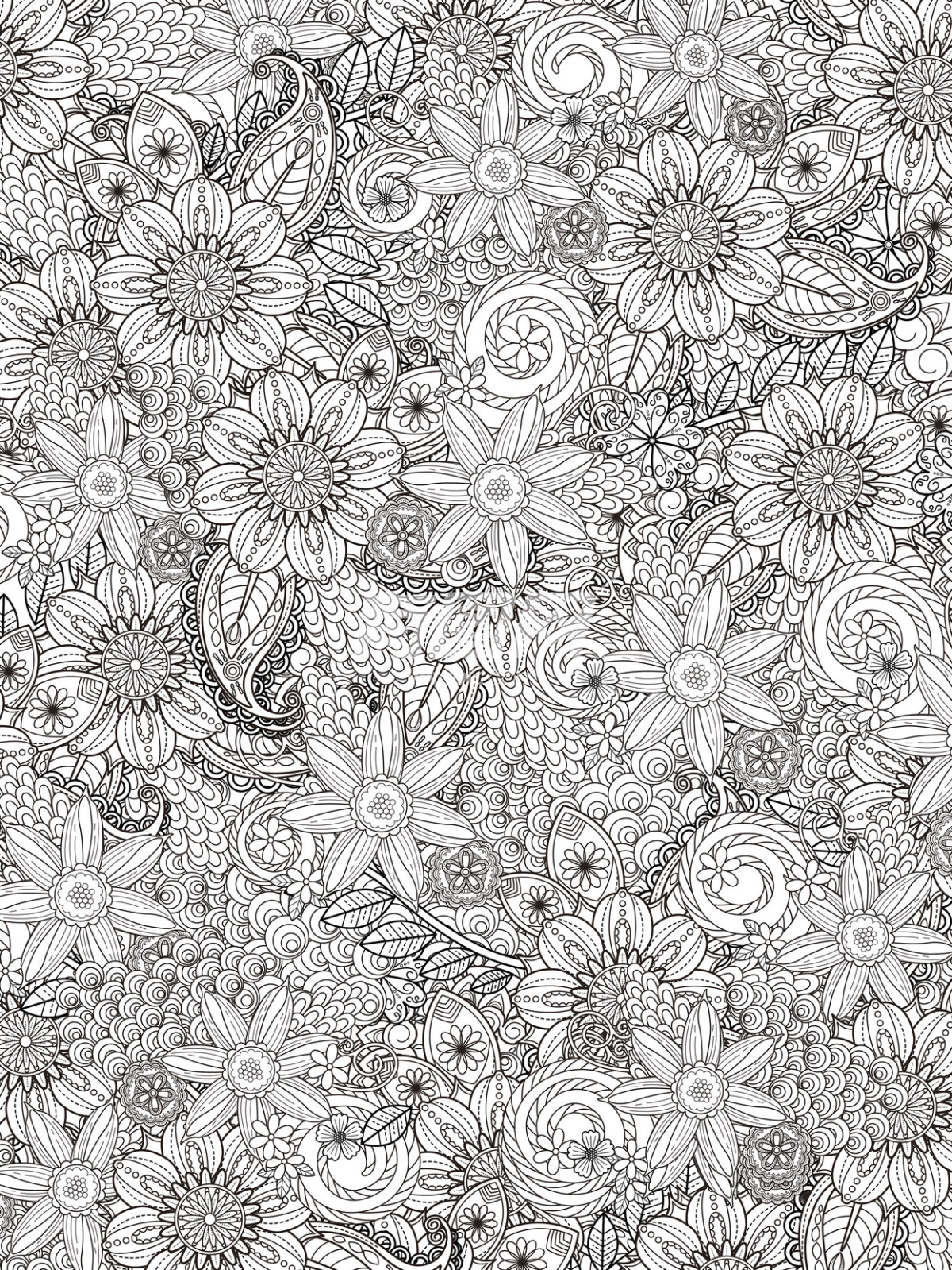黑白花卉图案