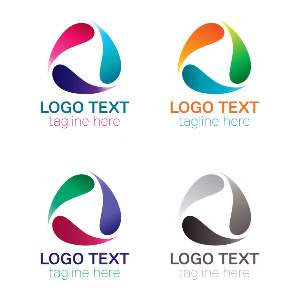 不同颜色抽象logo设计