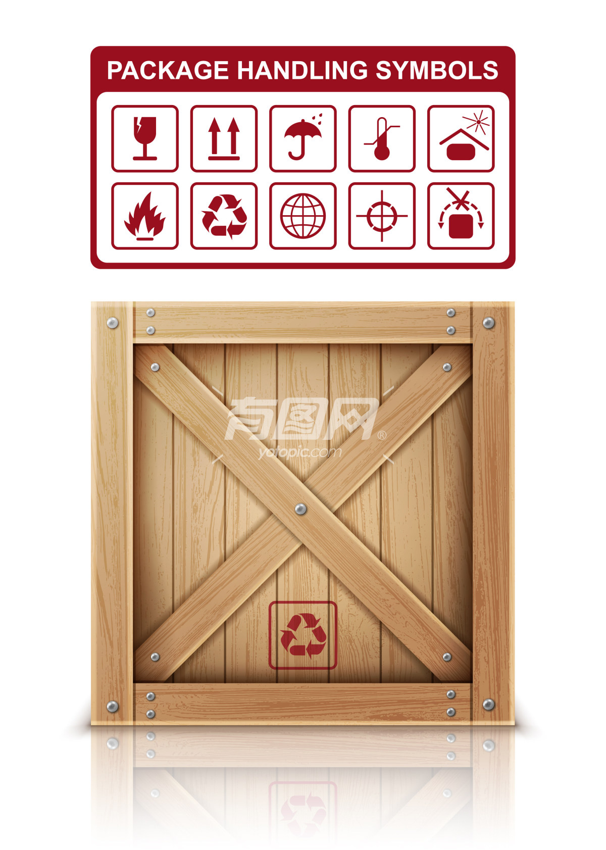 红色标志木盒子