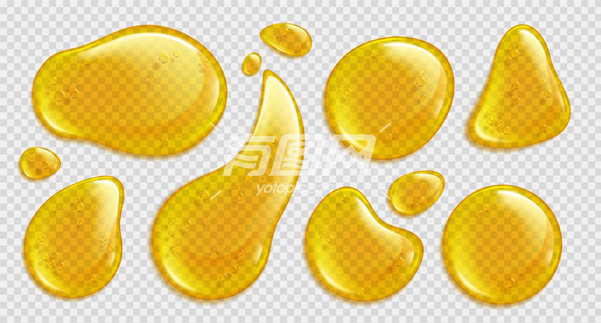 黄色透明的水滴形状物体