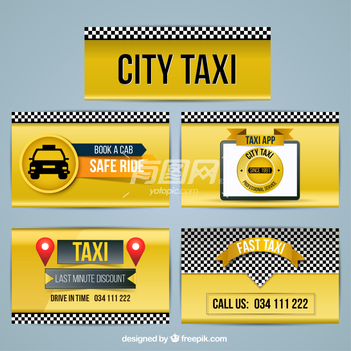 设计精美的出租车服务宣传卡片