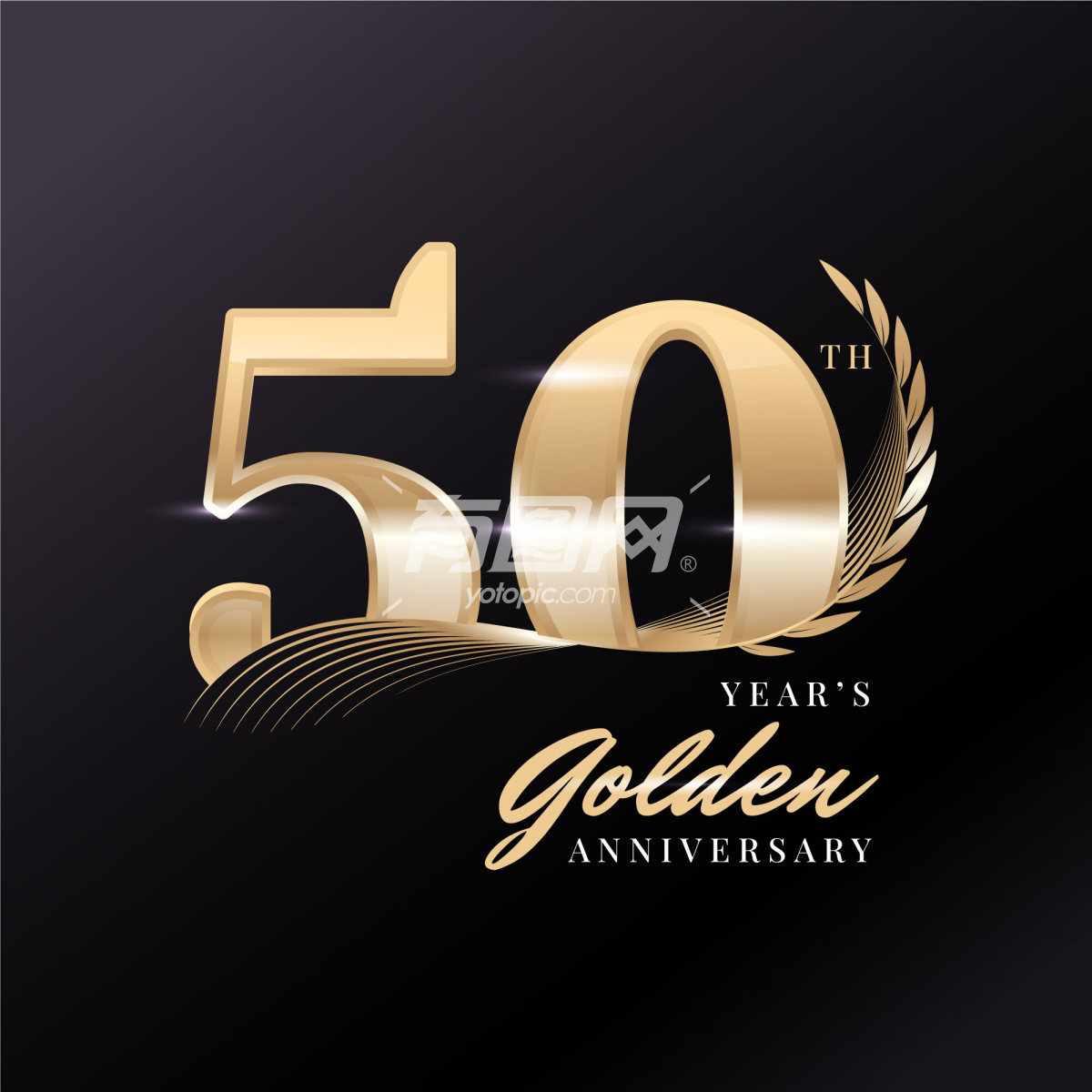 金色的50周年纪念标志