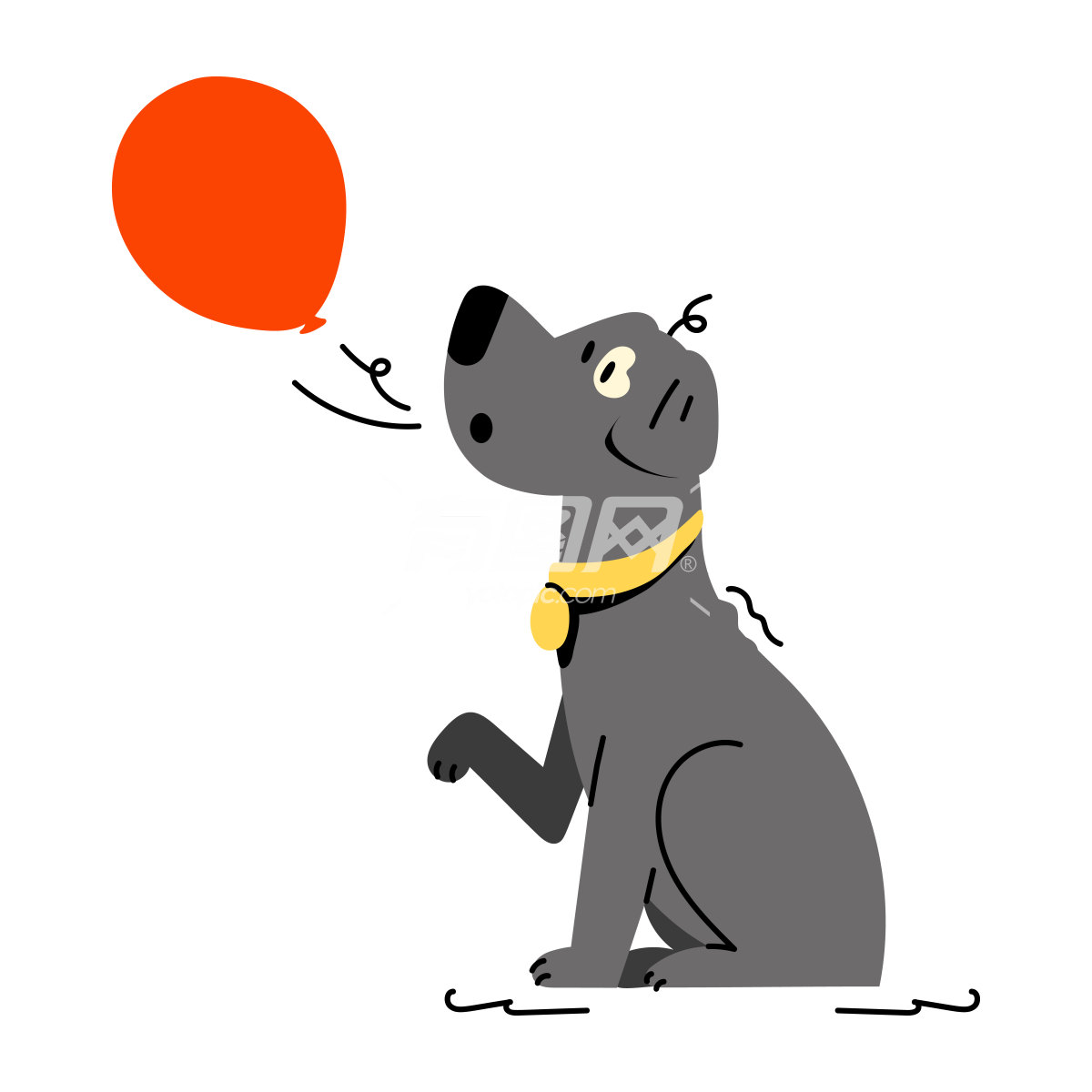 宠物狗玩气球插画