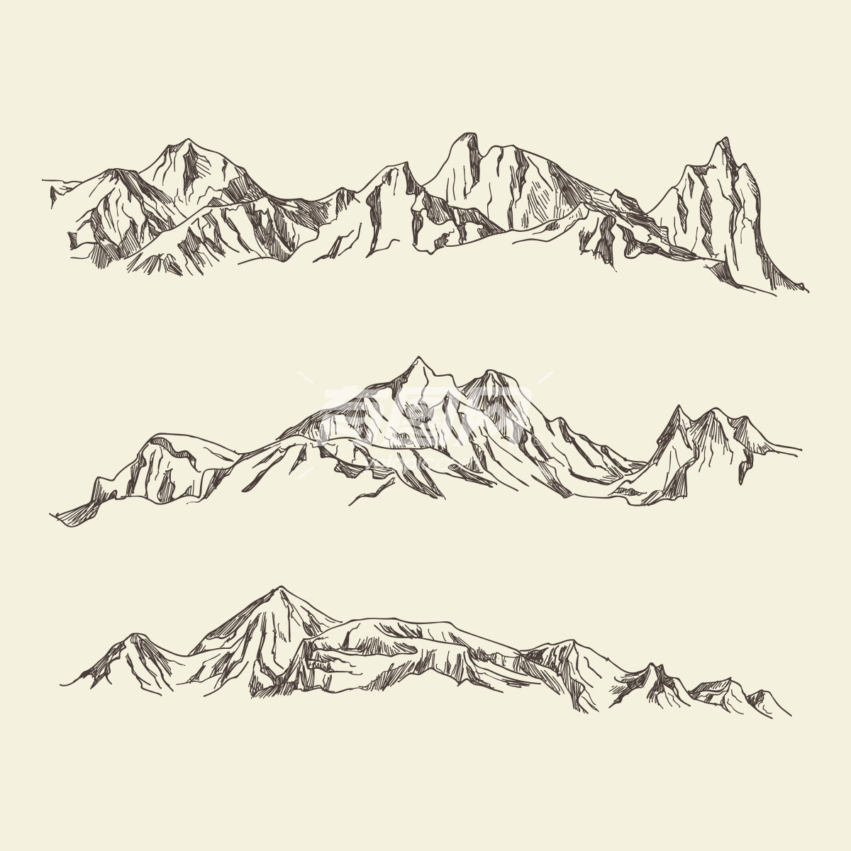 手绘的山脉插图