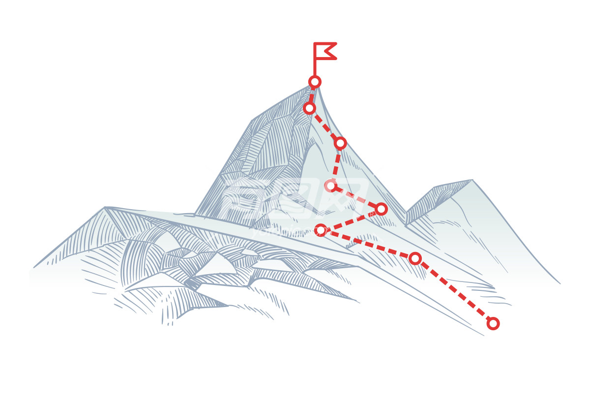 描绘登山路线的插图