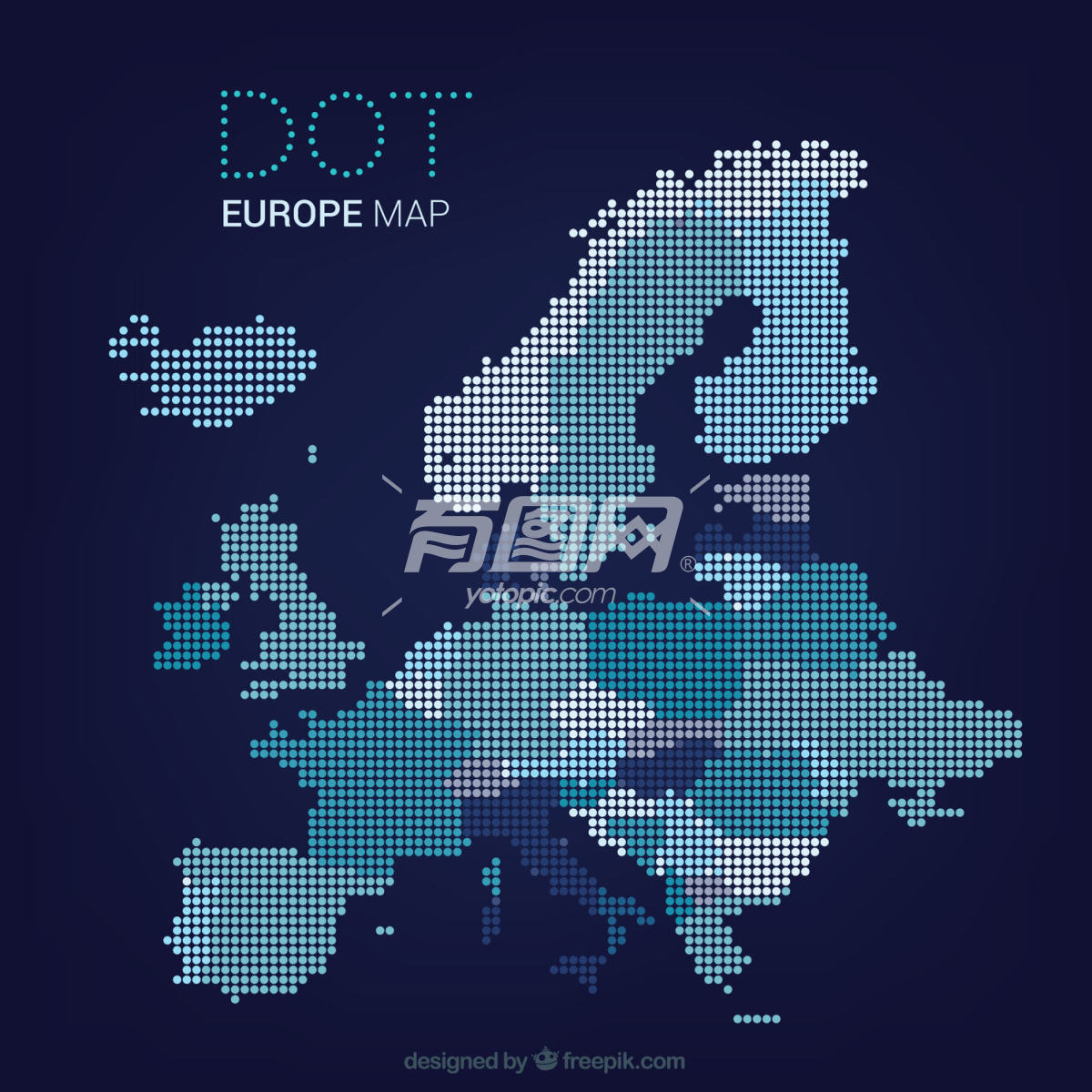 欧洲地图蓝色调