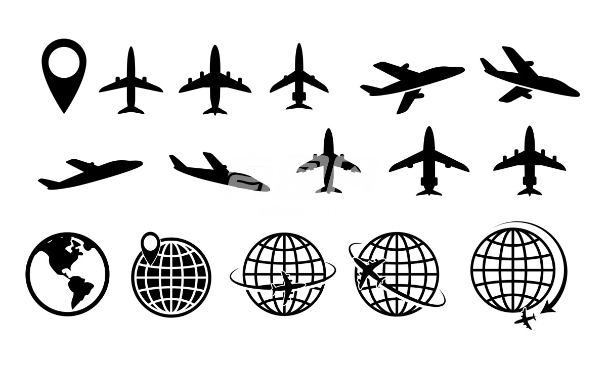 飞机和地球仪图标