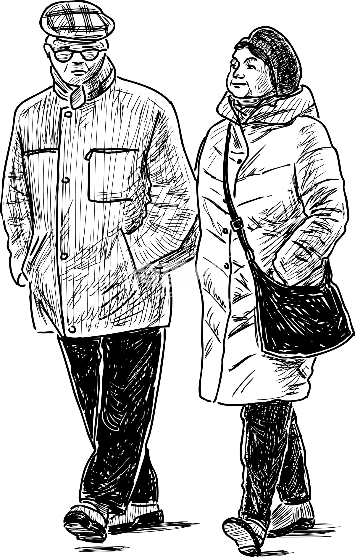 老年夫妇在散步