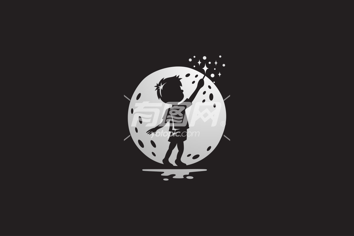 孩子站在月球表面的场景