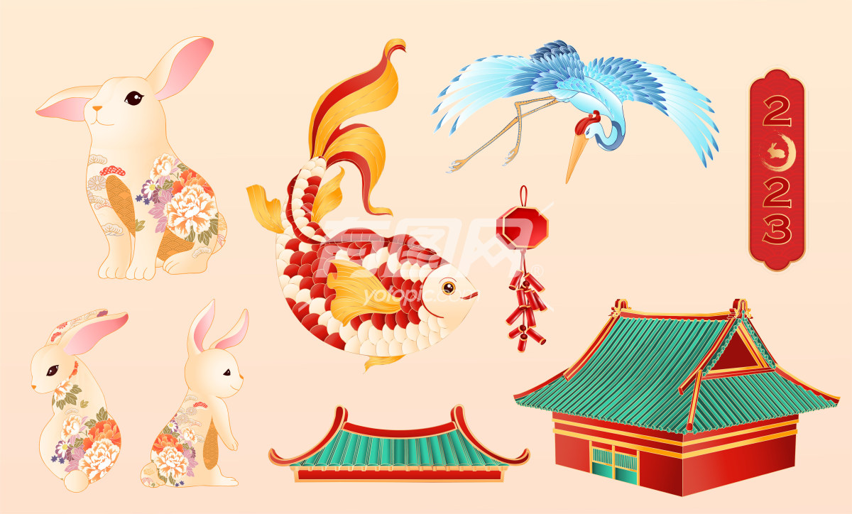 中国传统文化元素插画