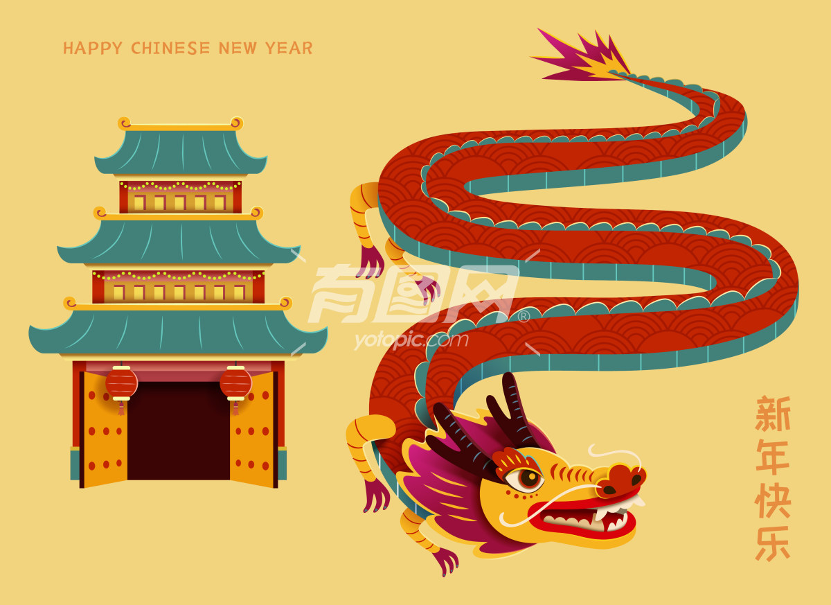 中国新年主题的插画