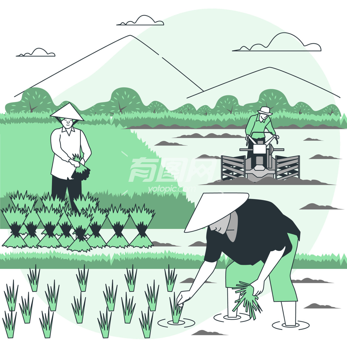 描绘农业场景的插画