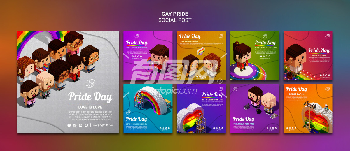 LGBTQ+骄傲主题的社交媒体帖子设计