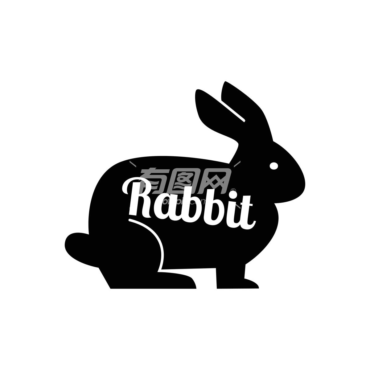 兔子手绘插图剪影