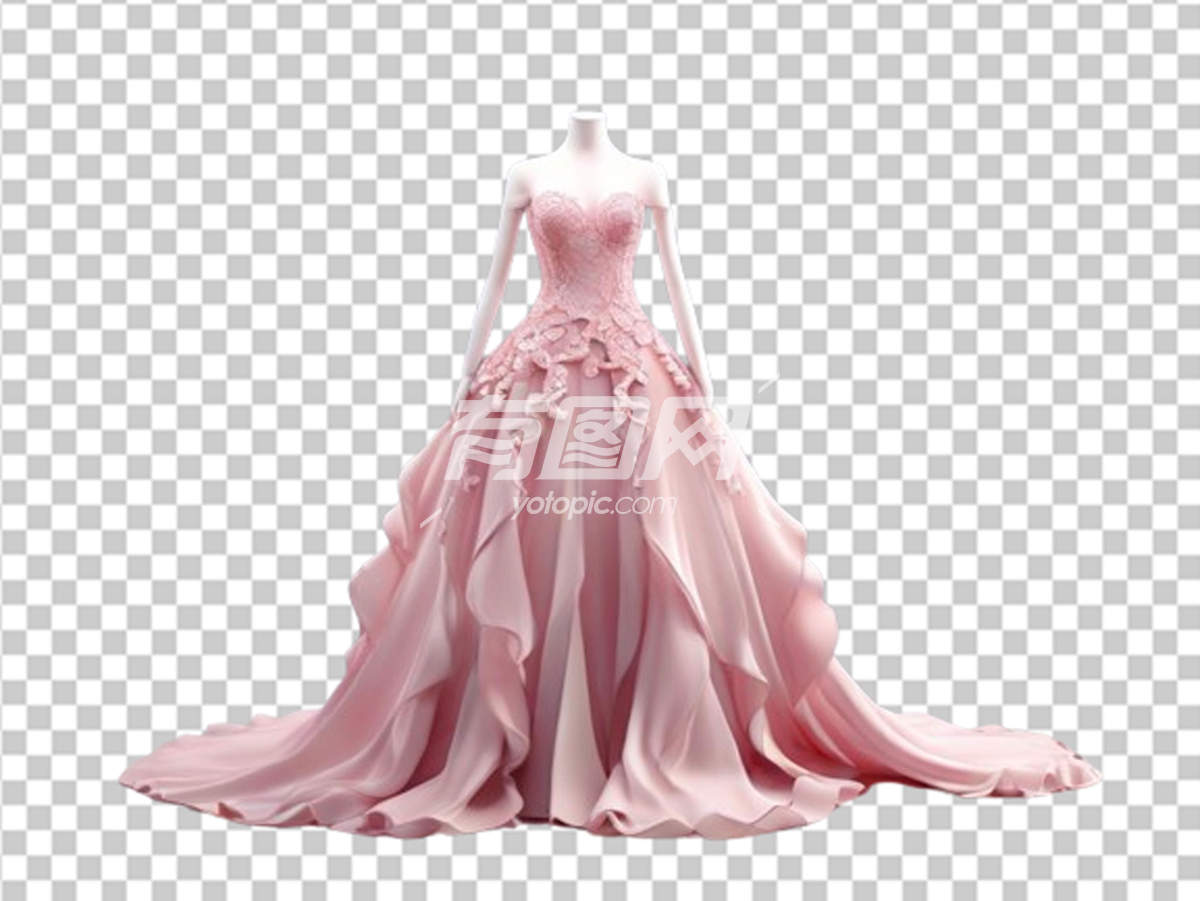 漂亮的粉色婚纱
