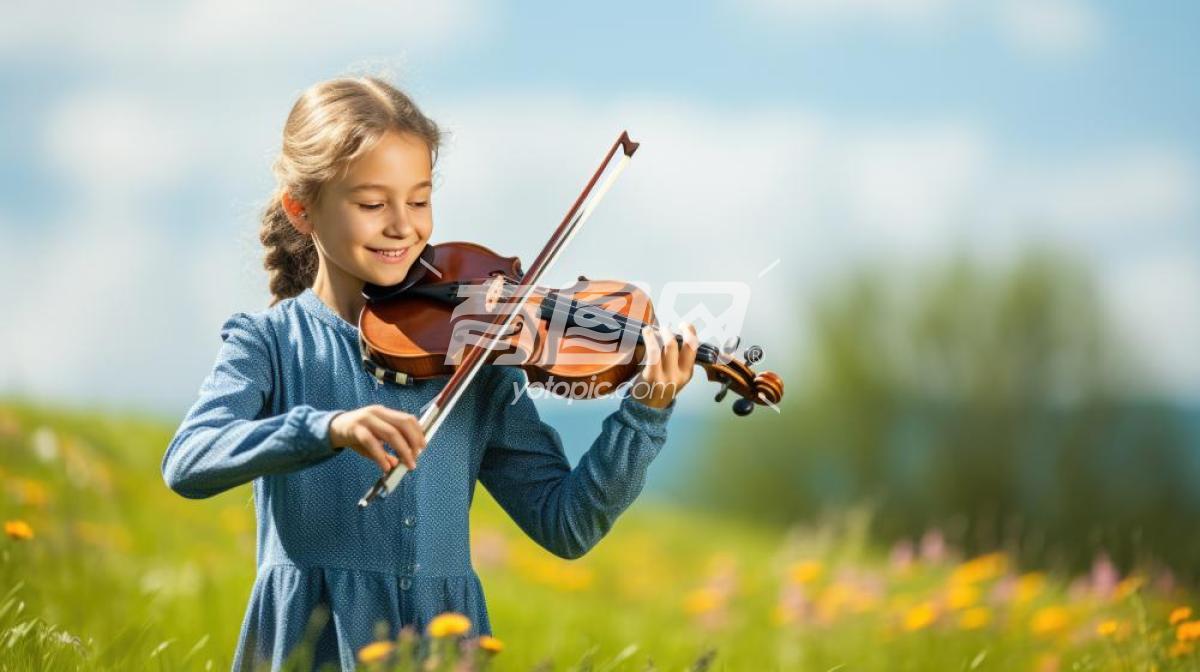 自然中演奏小提琴