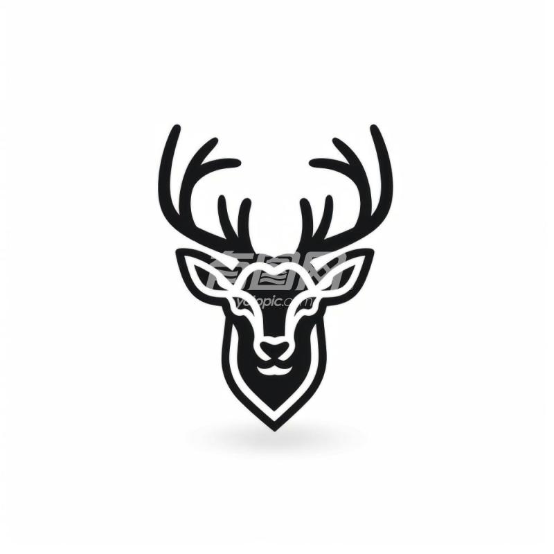 黑白鹿头标志设计