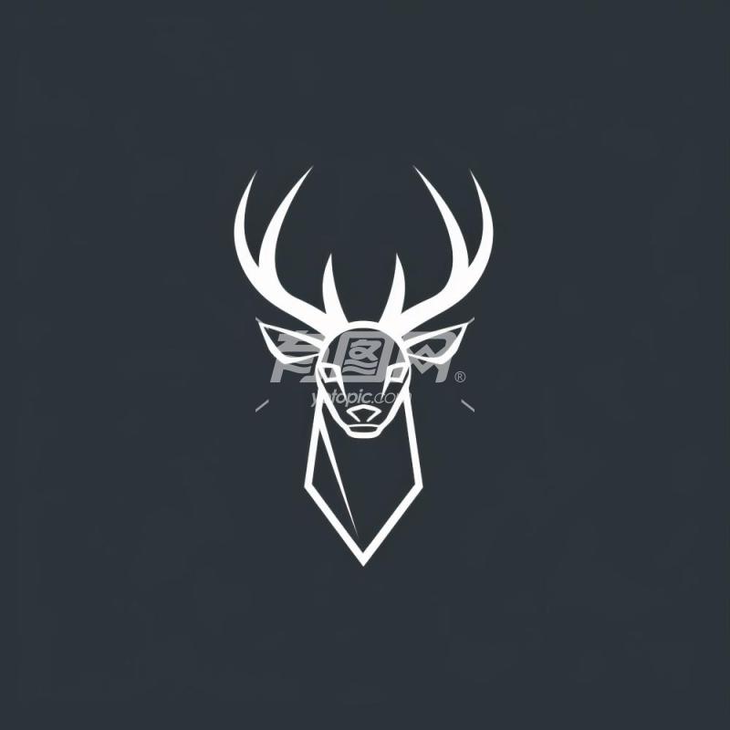 黑白鹿头标志设计