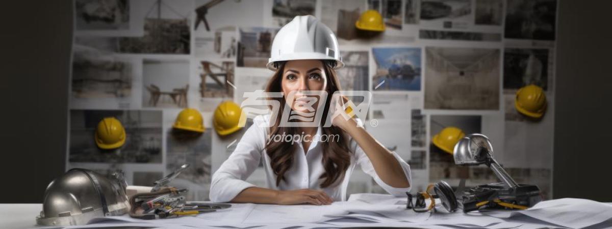 女工程师在工作台上思考