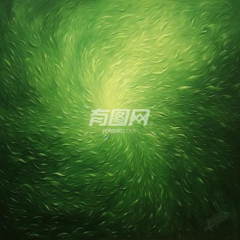 绿色漩涡抽象油画