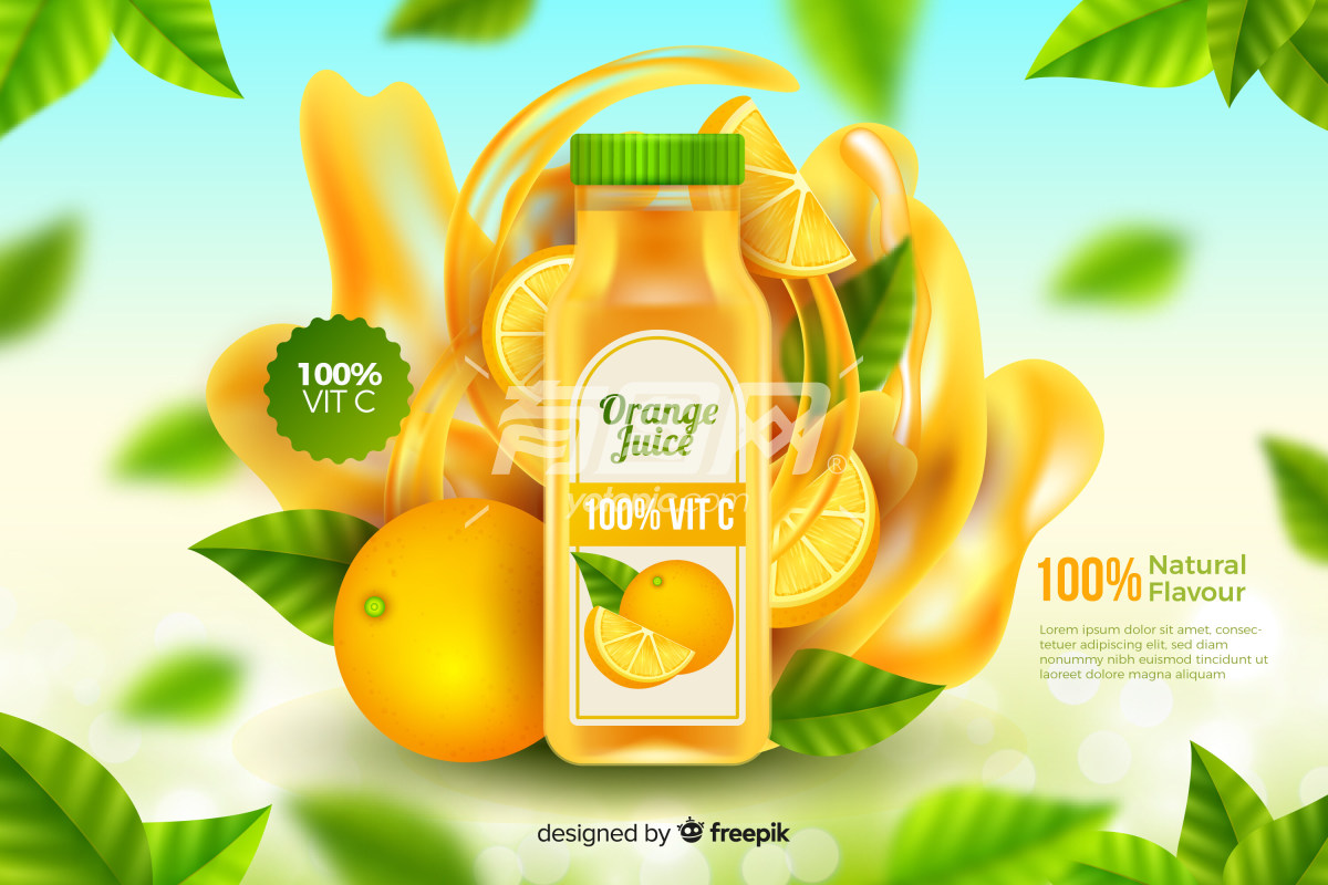 橙汁广告的插图