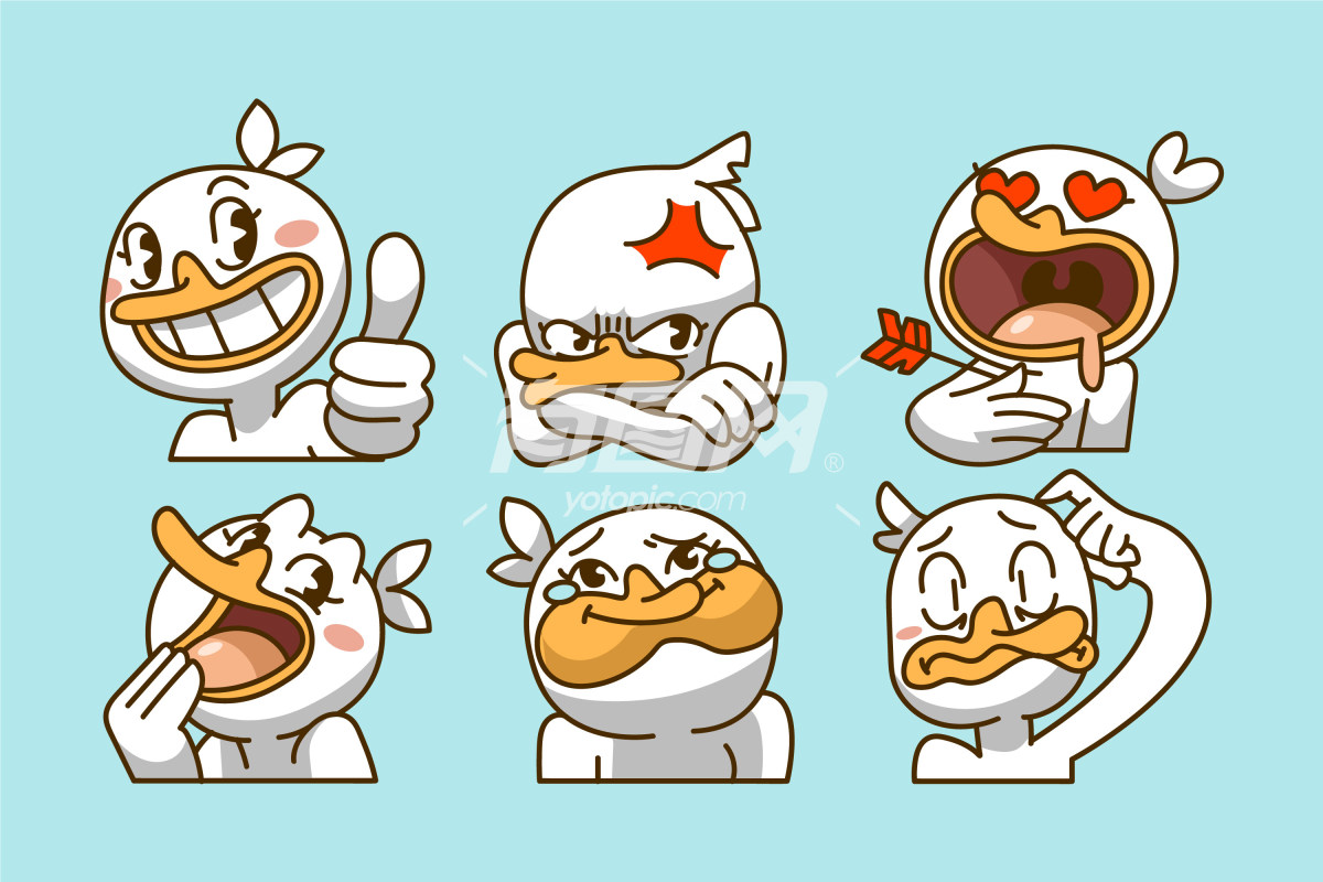 卡通风格的鸭子表情